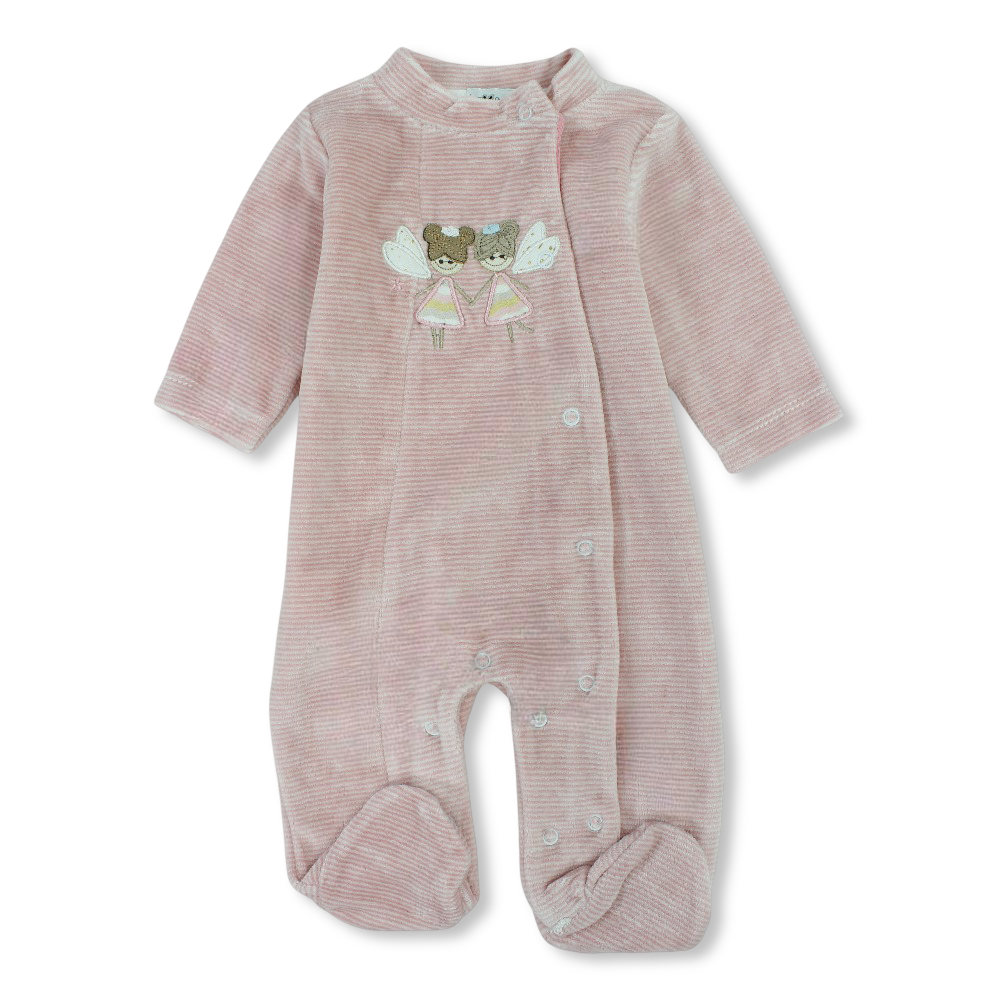 Baby Girls Velvet Baby Footie – Ballerina Design