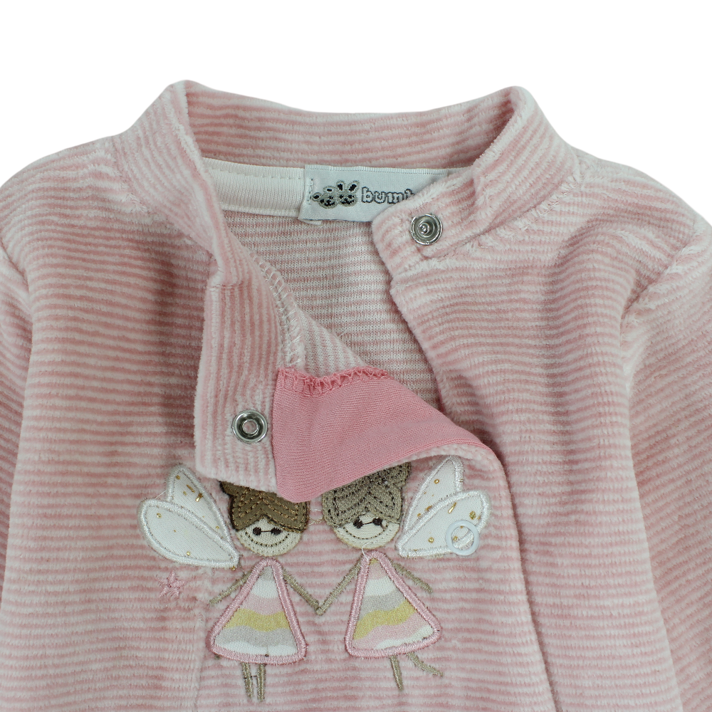 Baby Girls Velvet Baby Footie – Ballerina Design