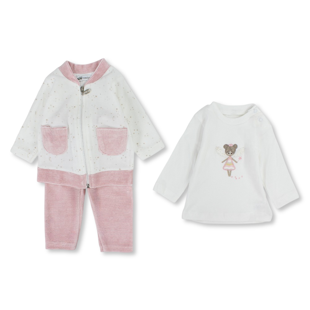Baby Girls Velvet 3-Piece Outfit Set – Ballerina Design