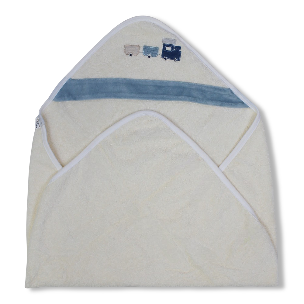 Cotton Hooded Towel – Train Embroidery