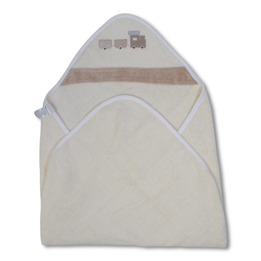 Cotton Hooded Towel – Train Embroidery