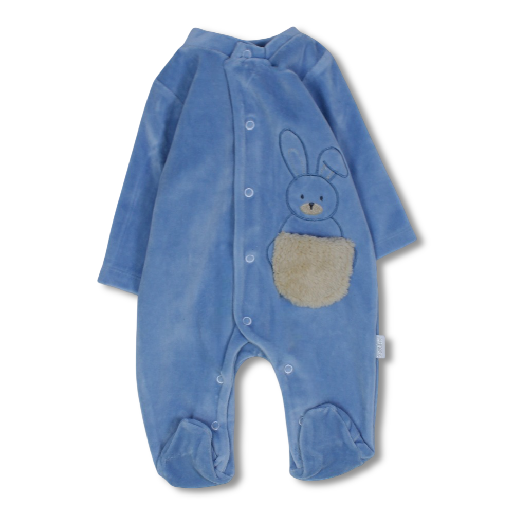 Baby Boys Velvet Baby Footie – Bunny Embroidery