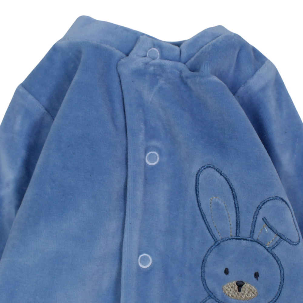 Baby Boys Velvet Baby Footie – Bunny Embroidery