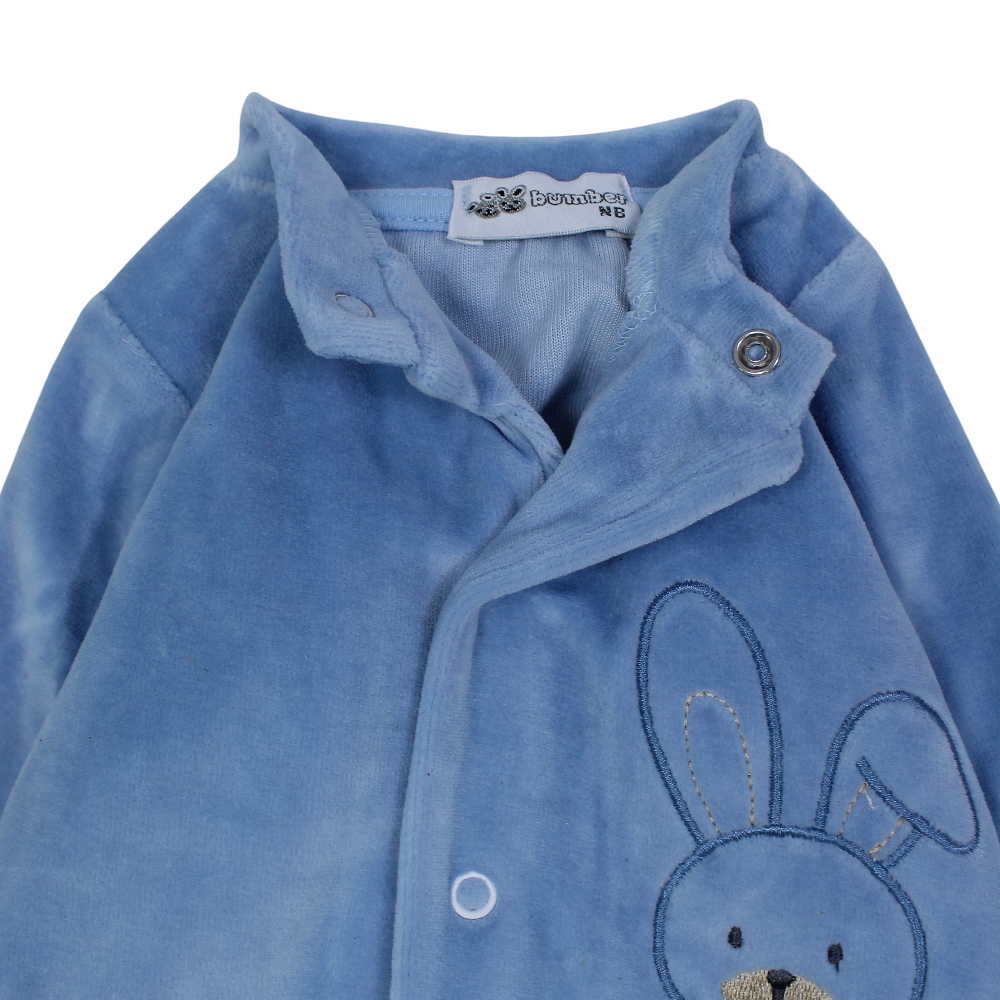Baby Boys Velvet Baby Footie – Bunny Embroidery