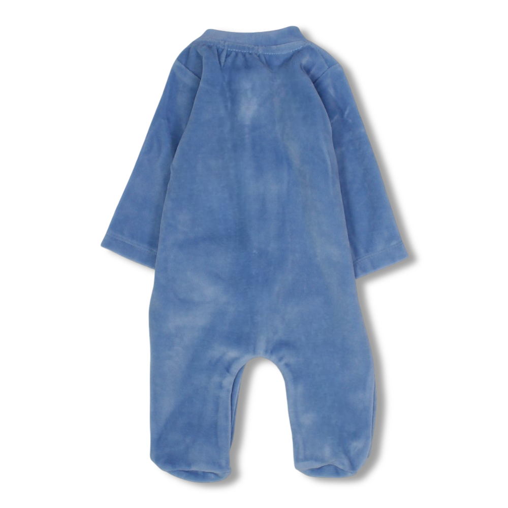 Baby Boys Velvet Baby Footie – Bunny Embroidery