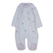 Baby Girls Velvet Baby Footie – Floral Embroidery