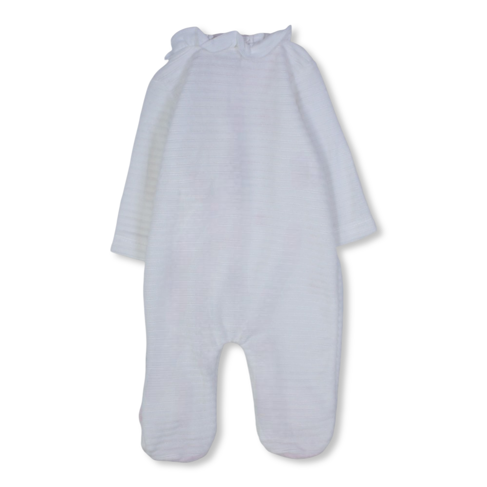 Baby Girls Velvet Baby Footie – Floral Embroidery