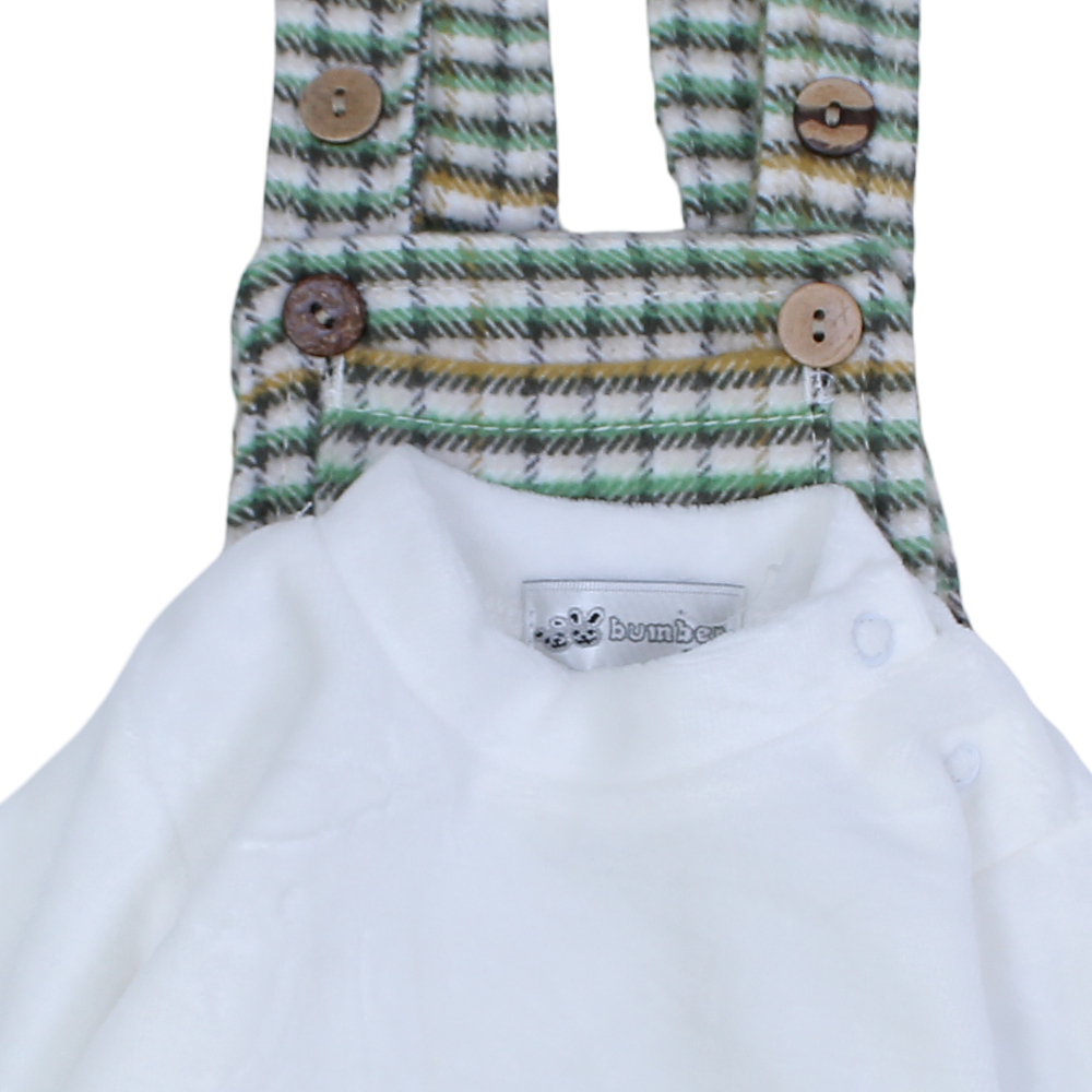 Unisex Baby 2-Piece Outfit Set – Checkered Overall Design
