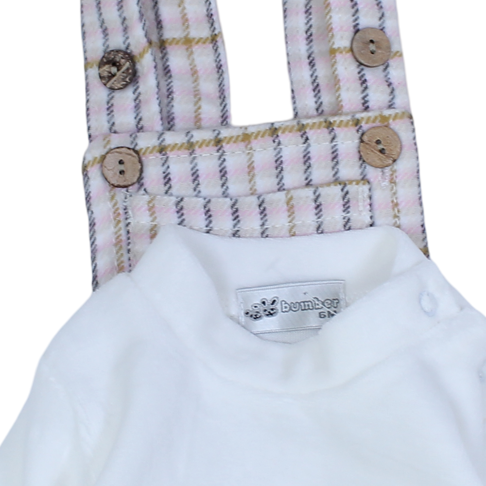 Unisex Baby 2-Piece Outfit Set – Checkered Overall Design