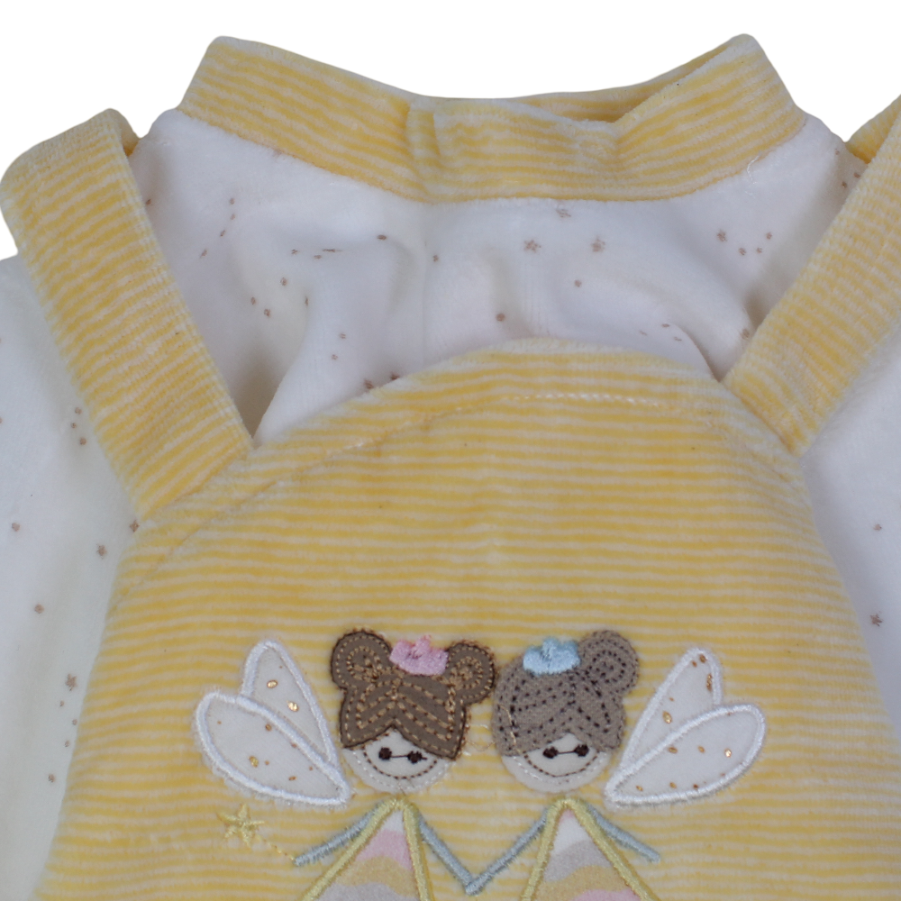 Baby Girls Velvet Baby Footie – Fairies Embroidery