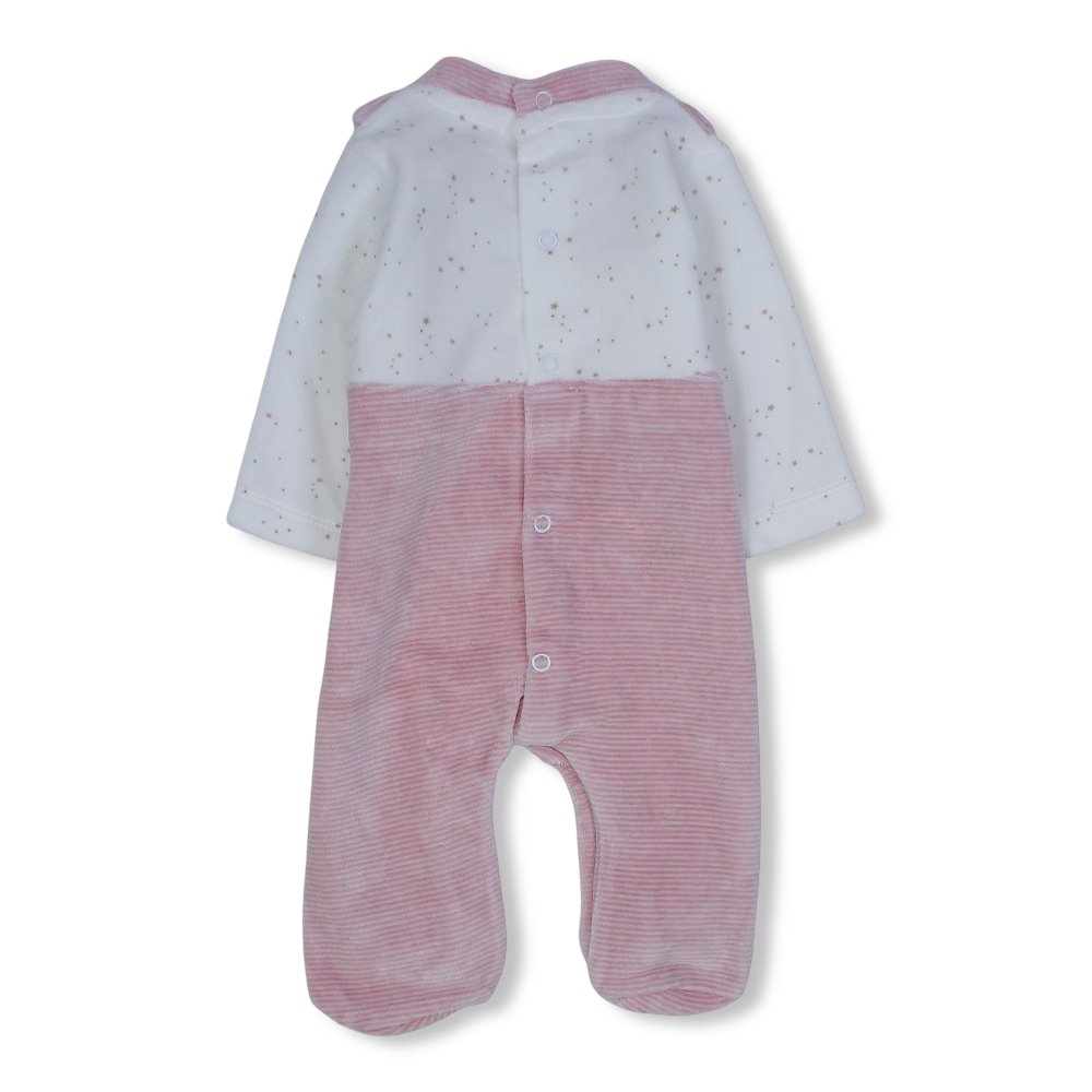 Baby Girls Velvet Baby Footie – Fairies Embroidery