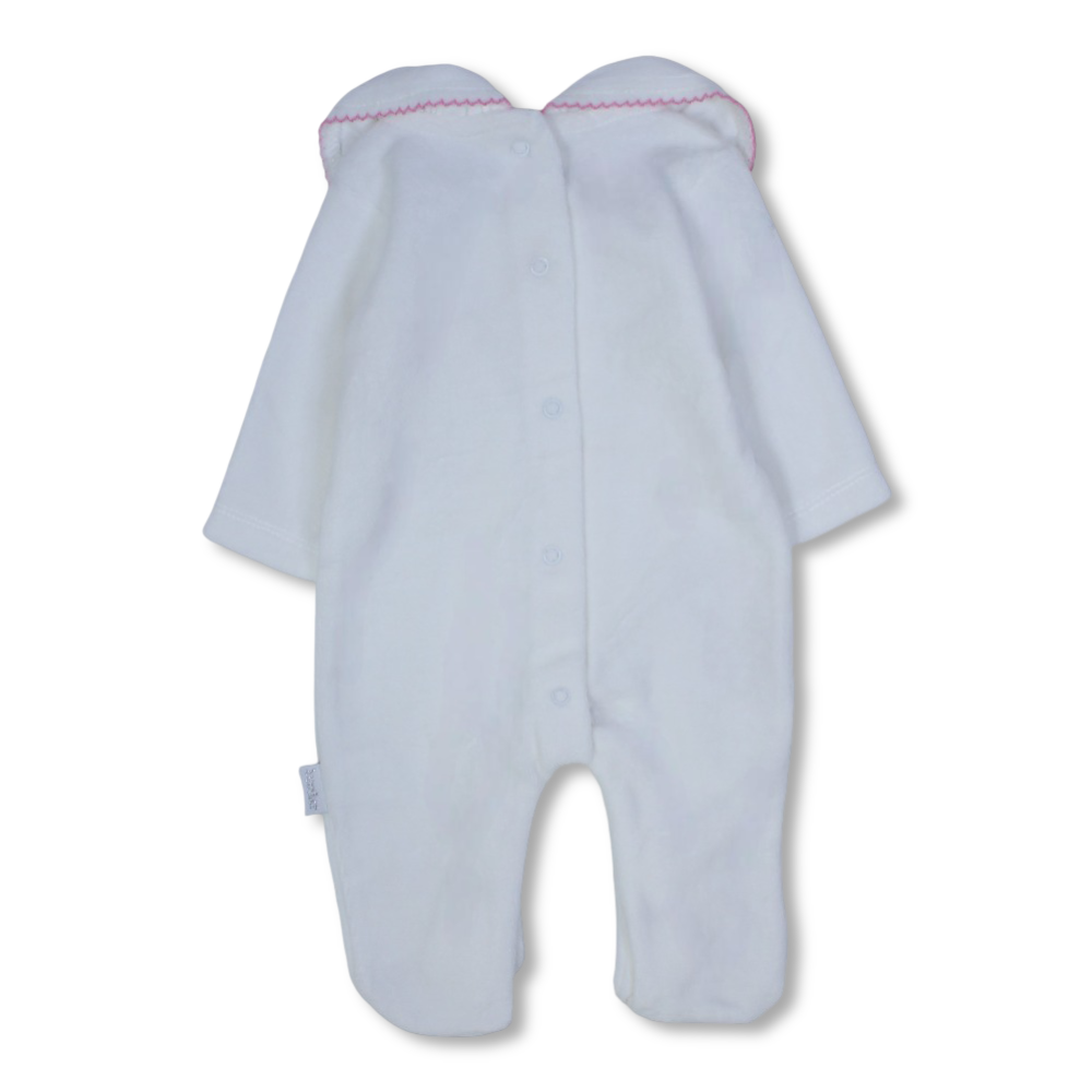 Baby Girls Velvet Baby Footie – Stars & Puppy Embroidery