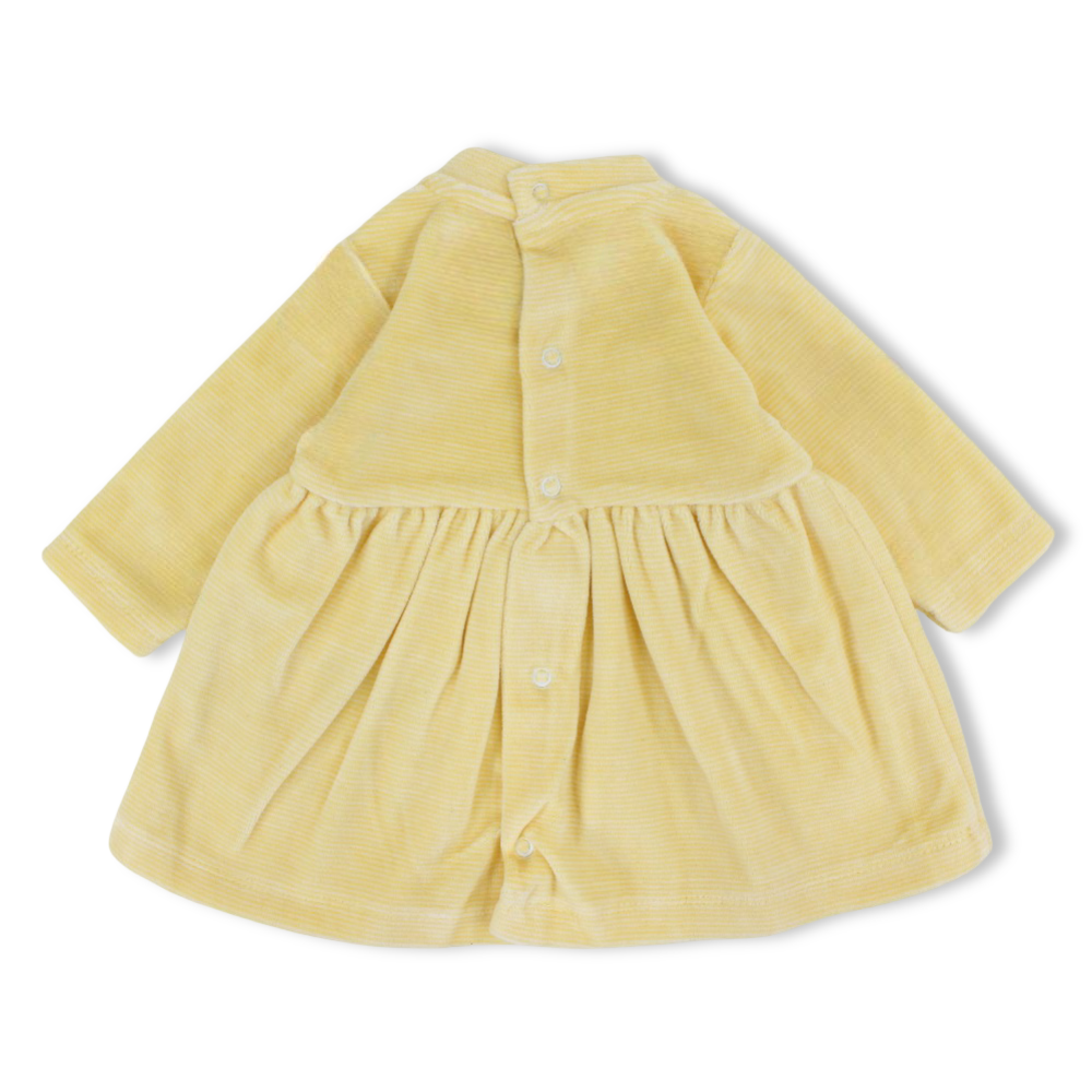 Baby Girls Velvet Dress – with Bee Embroidery