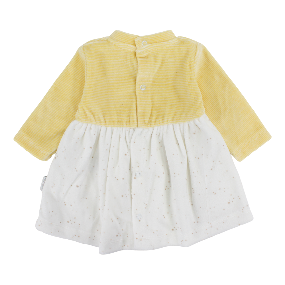 Baby Girls Velvet Dress – with Bee & Stars Embroidery