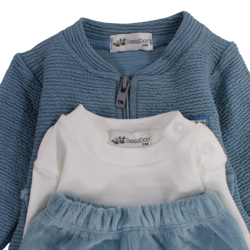 Baby Boys Velvet 3-Piece Outfit Set – Car Design