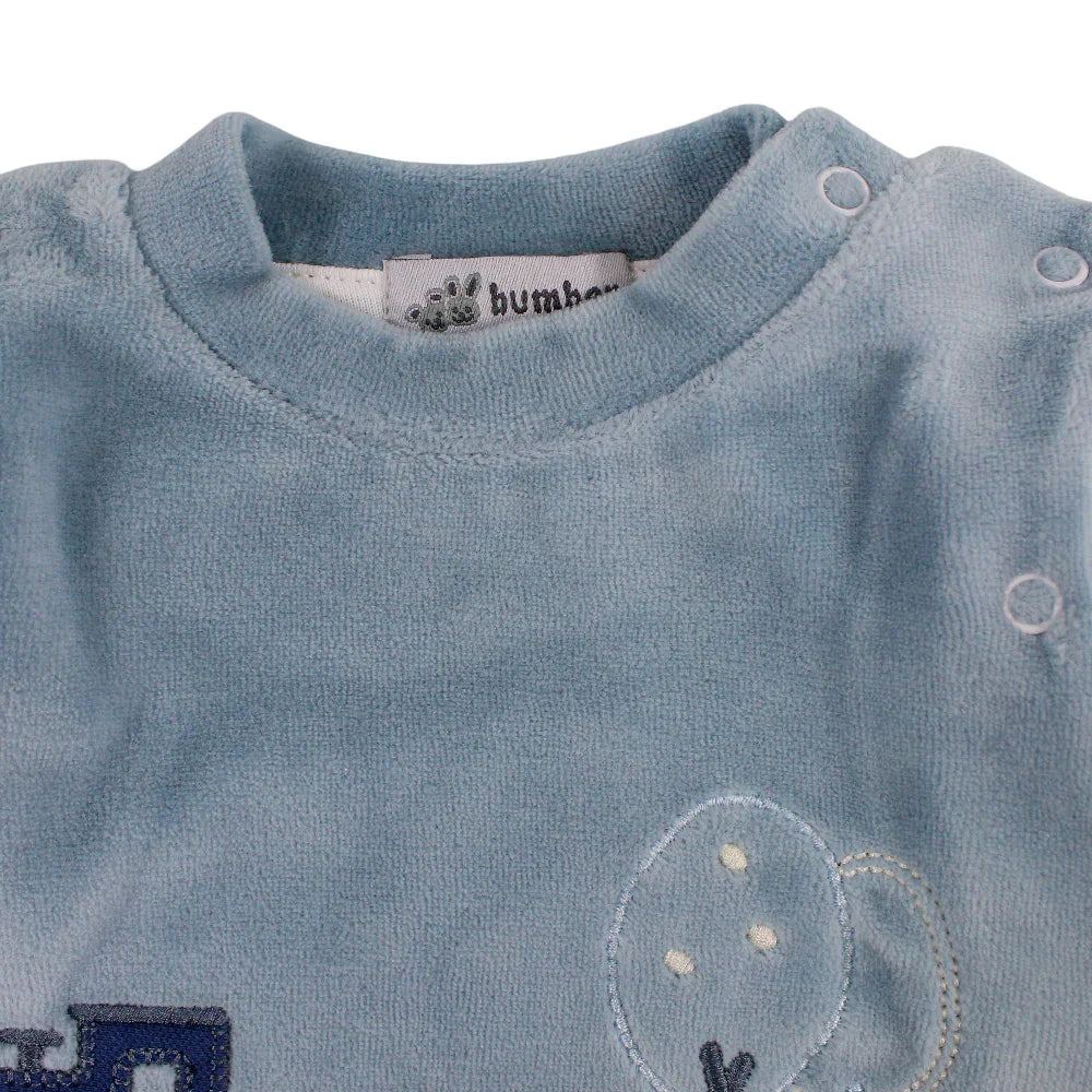 Baby Boys Velvet Baby Footie – Cute Train & Tree Design