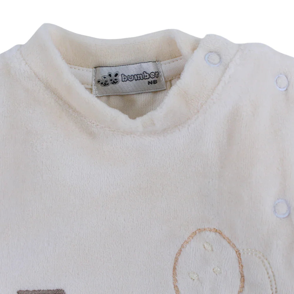 Baby Boys Velvet Baby Footie – Cute Train & Tree Design