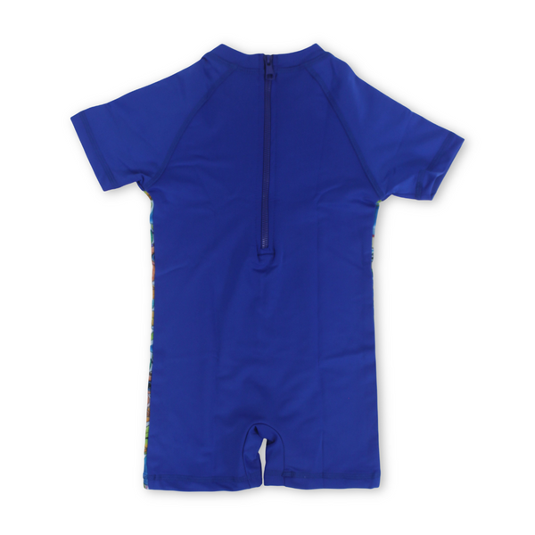 Unisex Boys Sunsuit One-Piece – Blue with Sea World Print