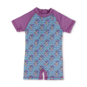 Baby Girls Sunsuit One-Piece – Pink with Sea Horse Print