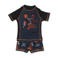 Baby Boys Rash Guard Set – Black with Basket Ball Print