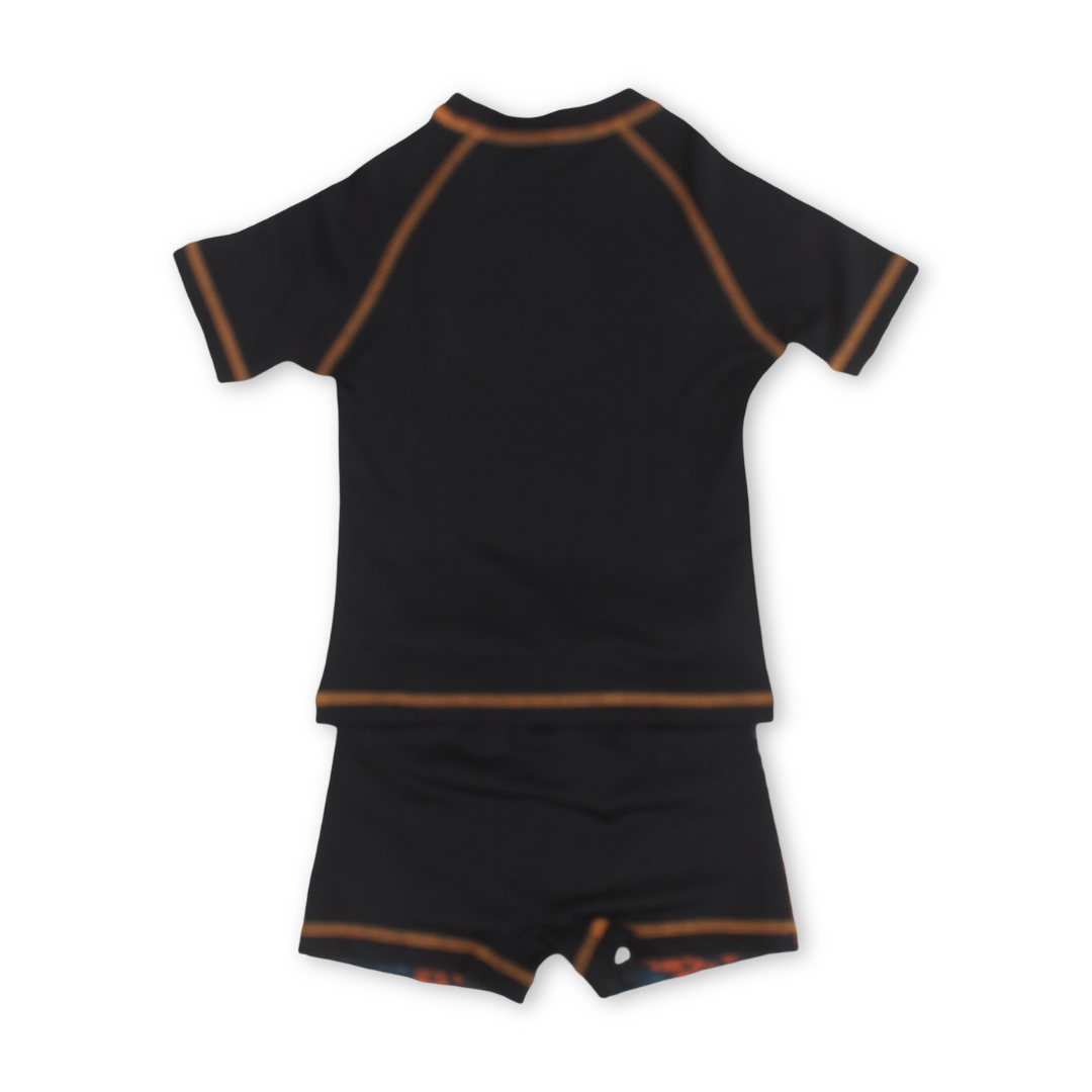 Baby Boys Rash Guard Set – Black with Basket Ball Print