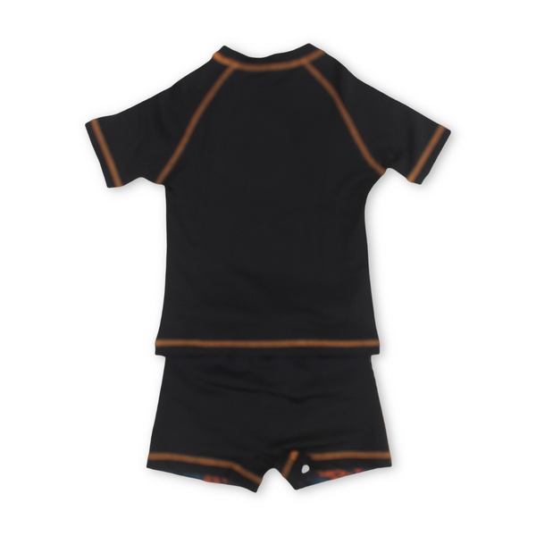 Baby Boys Rash Guard Set – Black with Basket Ball Print