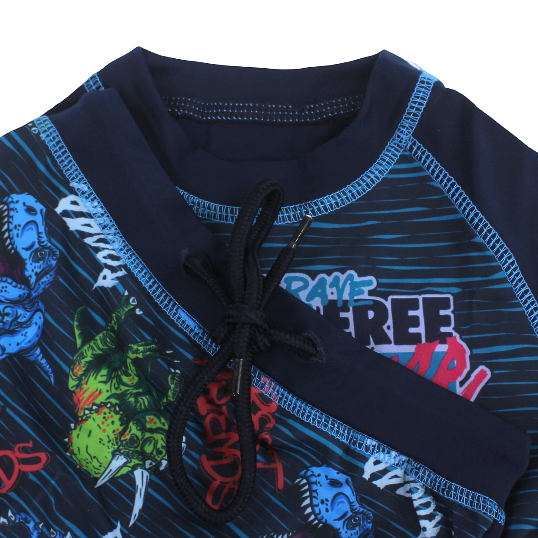 Baby Boys Rash Guard Set – Navy with Dino Print