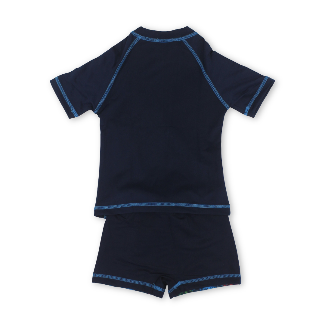 Baby Boys Rash Guard Set – Navy with Dino Print