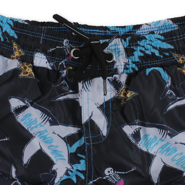 Baby Boys Swim Trunks – Black with Sharks Print