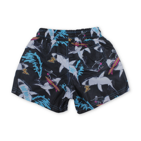 Baby Boys Swim Trunks – Black with Sharks Print