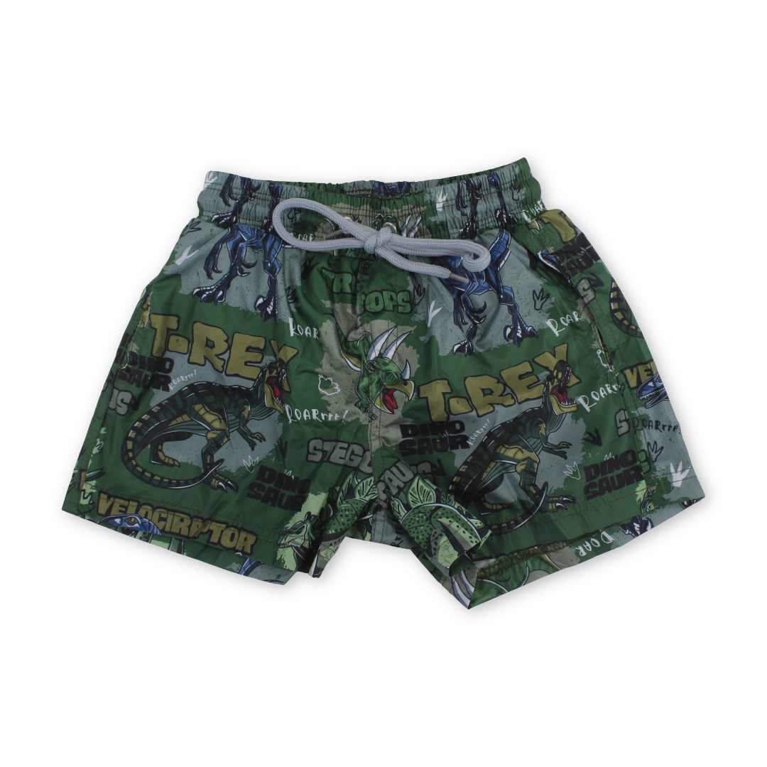 Boys Swim Trunks – Green with Dino Print - Clothing - I.Wear