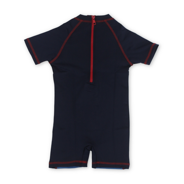 Baby Boys Sunsuit One-Piece – Navy with Spider-Man Print