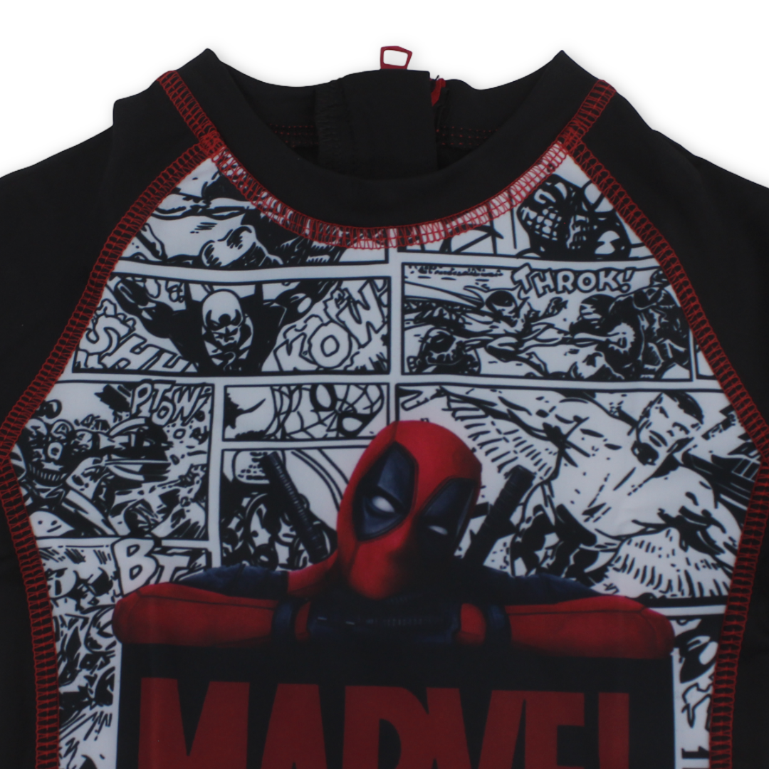 Baby Boys Sunsuit One-Piece – Black with Marvel Print