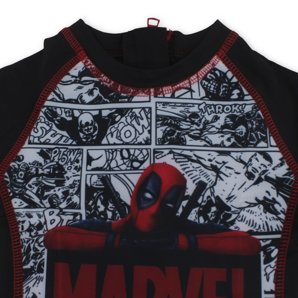 Baby Boys Sunsuit One-Piece – Black with Marvel Print