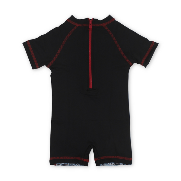 Baby Boys Sunsuit One-Piece – Black with Marvel Print
