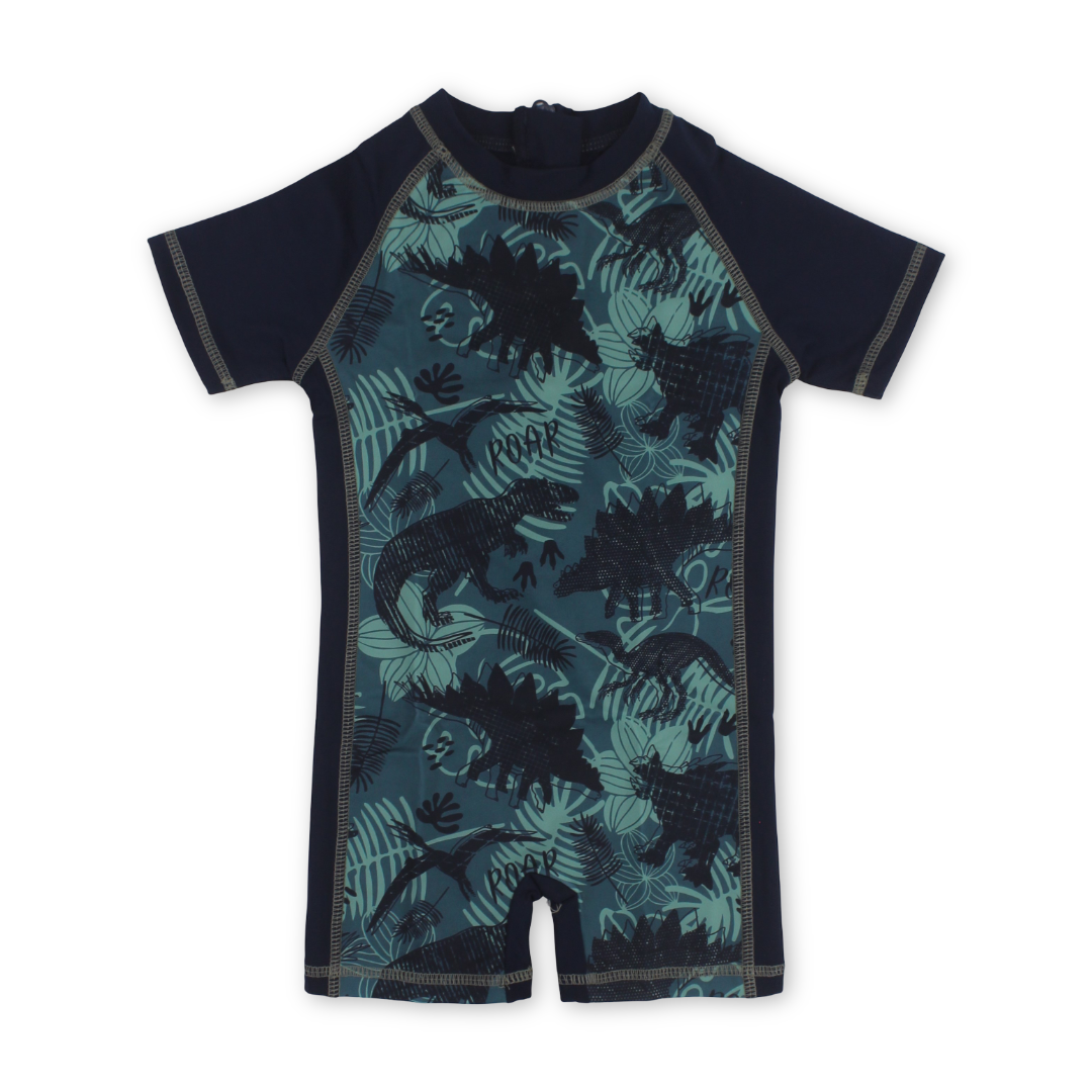 Baby Boys Sunsuit One-Piece – Navy with Dino Print - Clothing - I.Wear