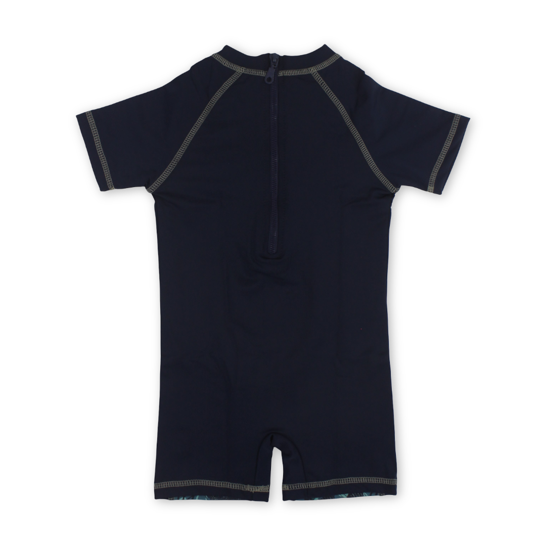 Baby Boys Sunsuit One-Piece – Navy with Dino Print