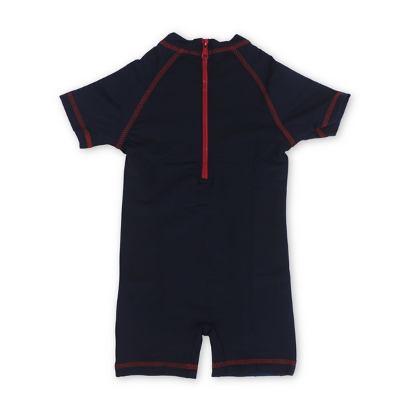Baby Boys Sunsuit One-Piece – Navy with Spider-Man Print