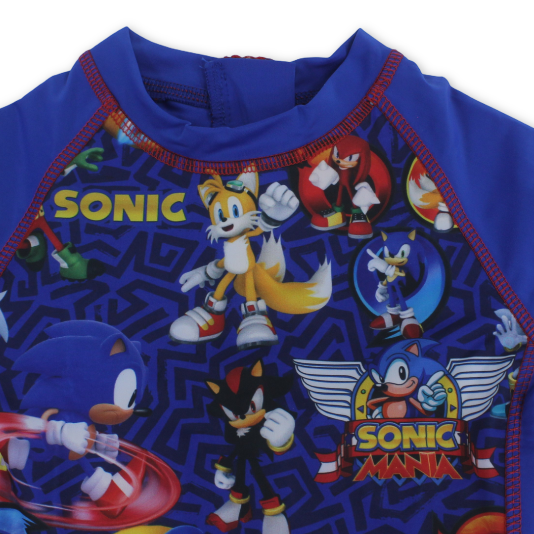 Baby Boys Sunsuit One-Piece – Blue with Sonic Print
