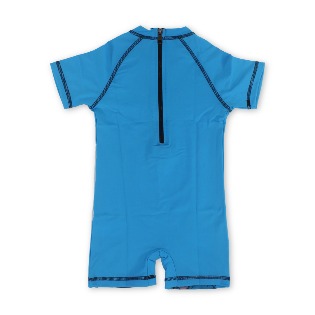 Baby Boys Sunsuit One-Piece – Turquoise with T-Rex Print