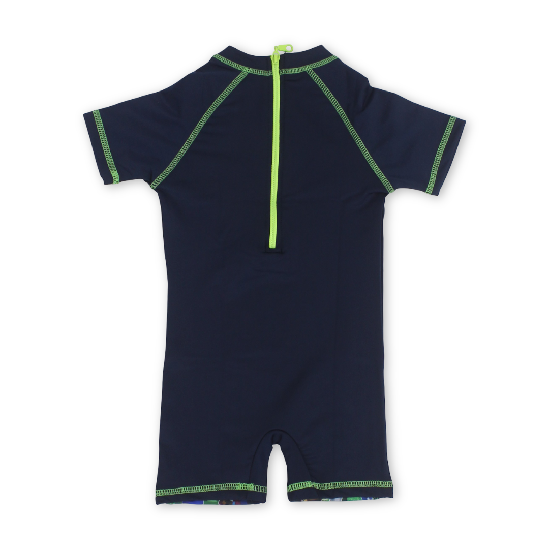 Baby Boys Sunsuit One-Piece – Navy with Mine Craft Print