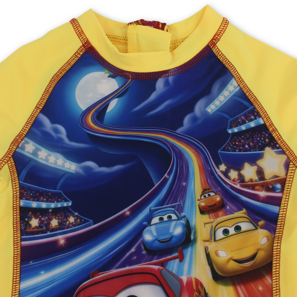 Baby Boys Sunsuit One-Piece – Yellow with Cars Print