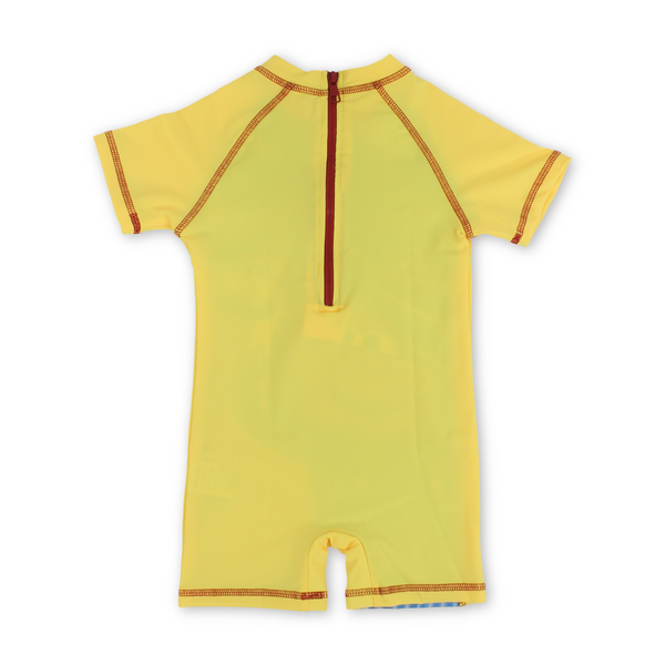 Baby Boys Sunsuit One-Piece – Yellow with Cars Print