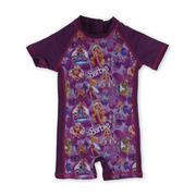 Baby Girls Sunsuit One-Piece – Fuchsia with Barbie Print