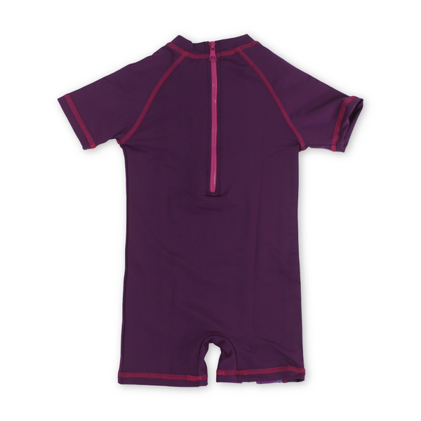 Baby Girls Sunsuit One-Piece – Fuchsia with Barbie Print