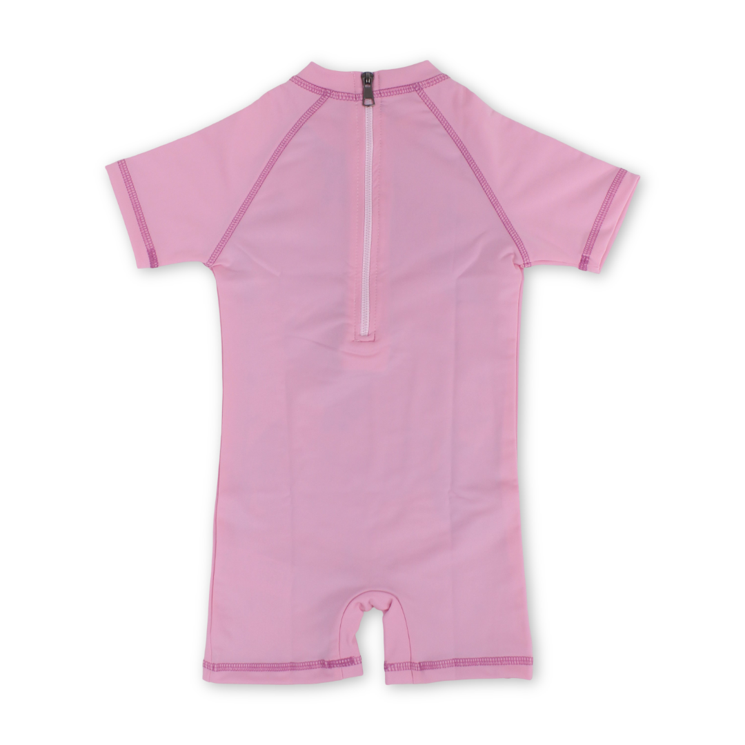 Baby Girls Sunsuit One-Piece – Fuchsia with Unicorn Print