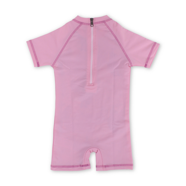 Baby Girls Sunsuit One-Piece – Fuchsia with Unicorn Print