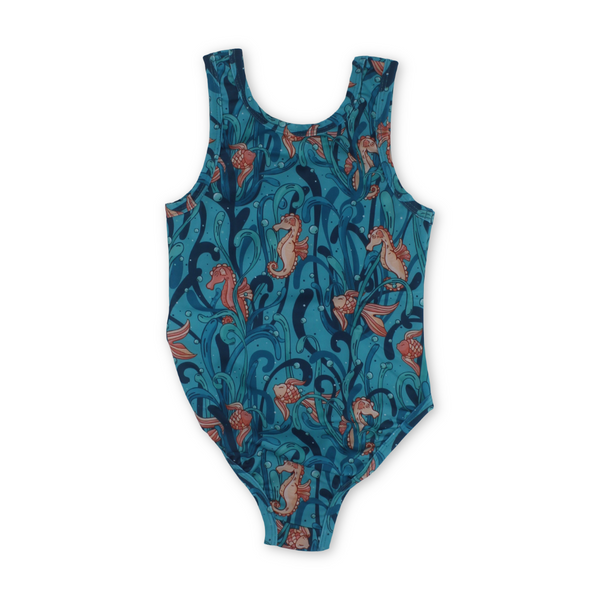 Baby Girls One-Piece Swimsuit – Seahorse Print