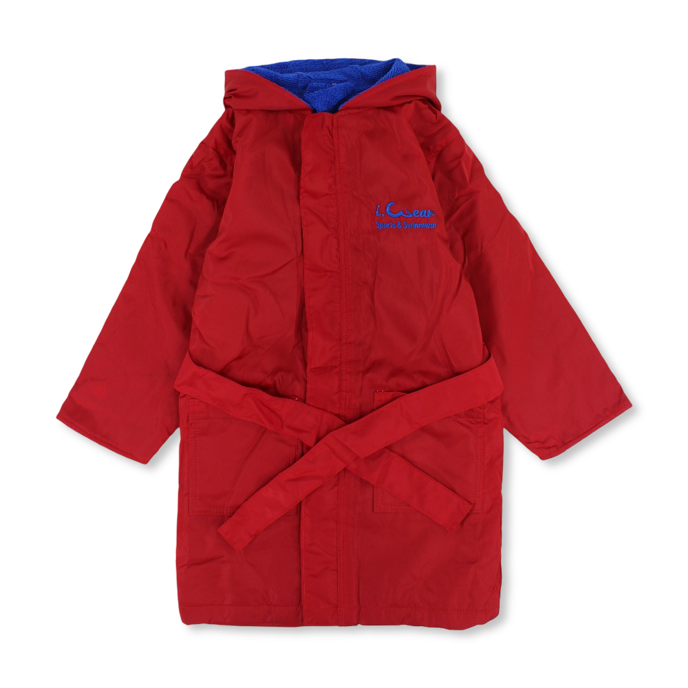 Unisex Kids Waterproof Swim Robe – Red - Clothing - I.Wear