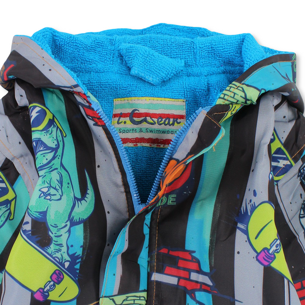 Boys Waterproof Swim Robe – Multicolor with Dino Print